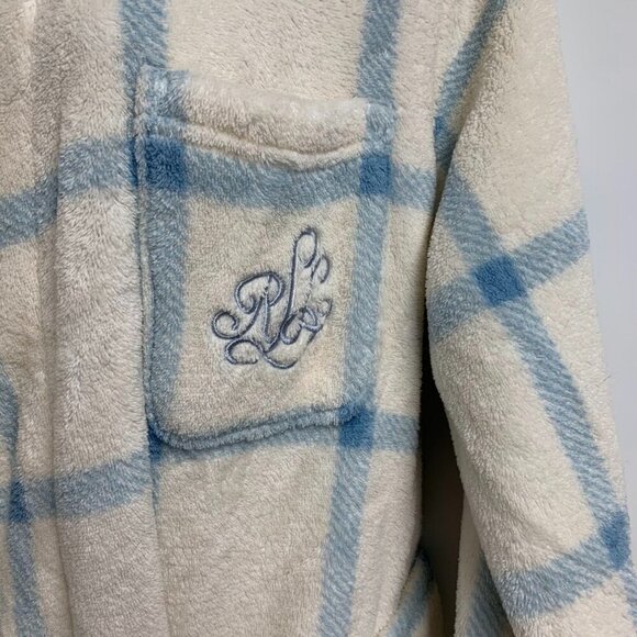 Ralph‎ Lauren Men's Plush Plaid Mid Length Front Tie Bathrobe Size S - Picture 5 of 14